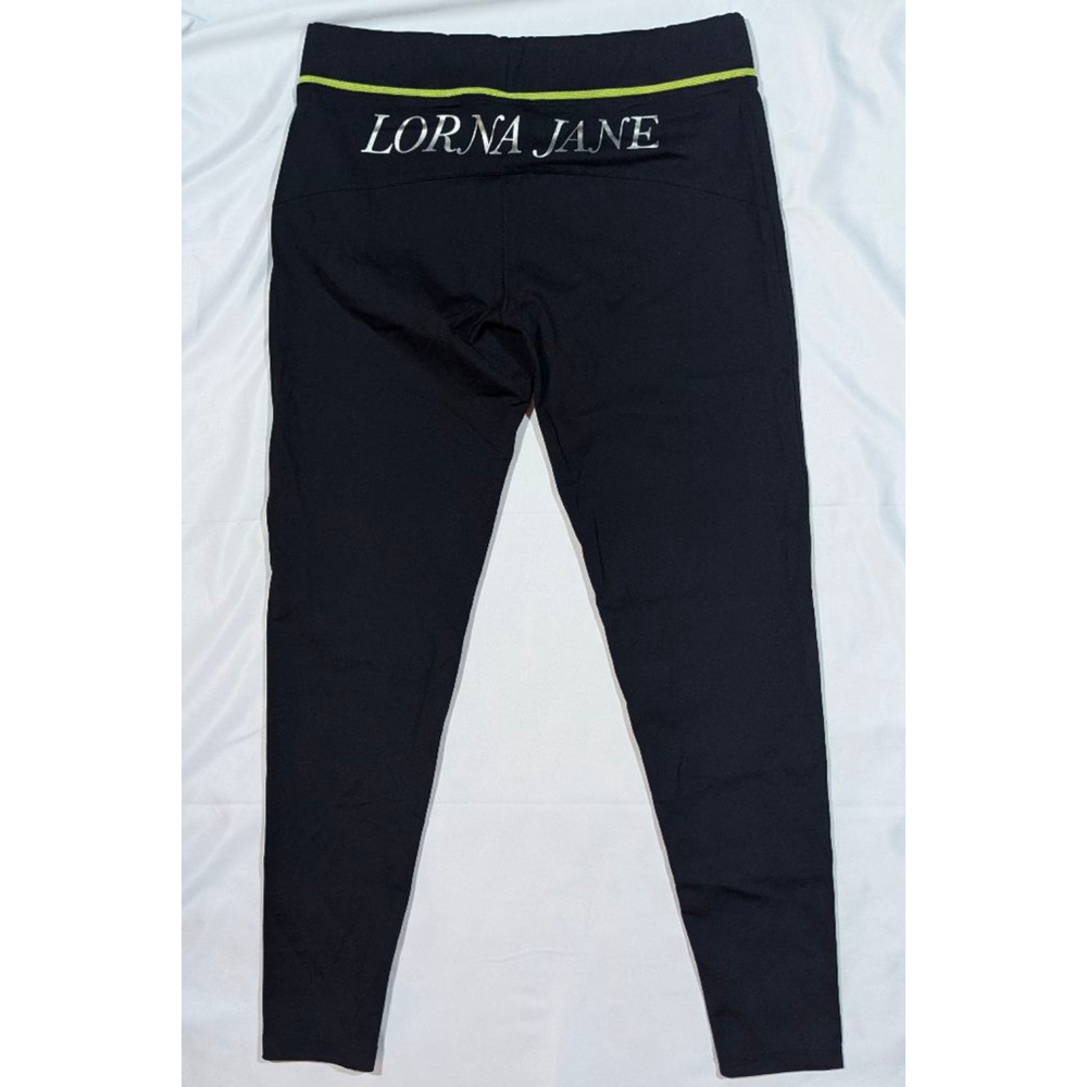 Lorna Jane Black Athletic Leggings Neon Trim Drawstring M - Picture 2 of 5